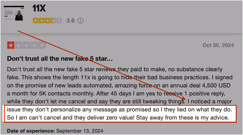 user review on 11x.ai