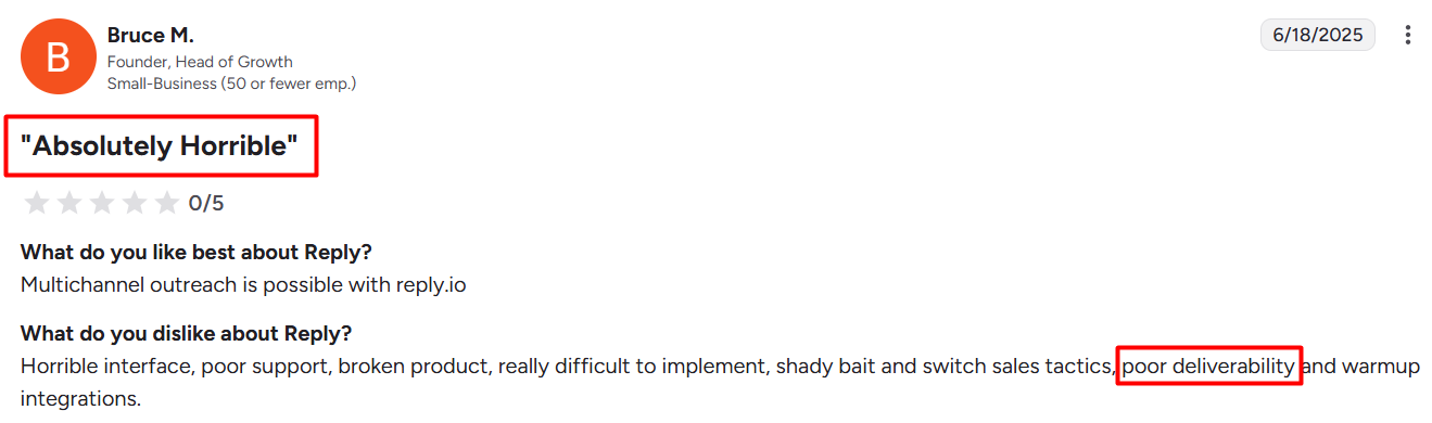 Reply.io G2 reviews 