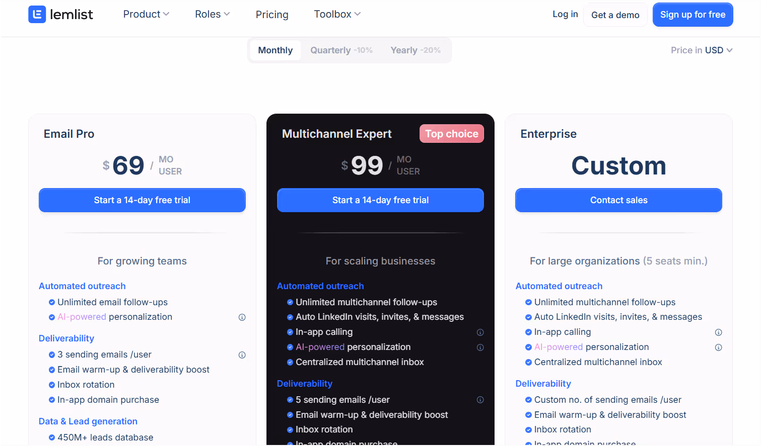 Lemlist Pricing