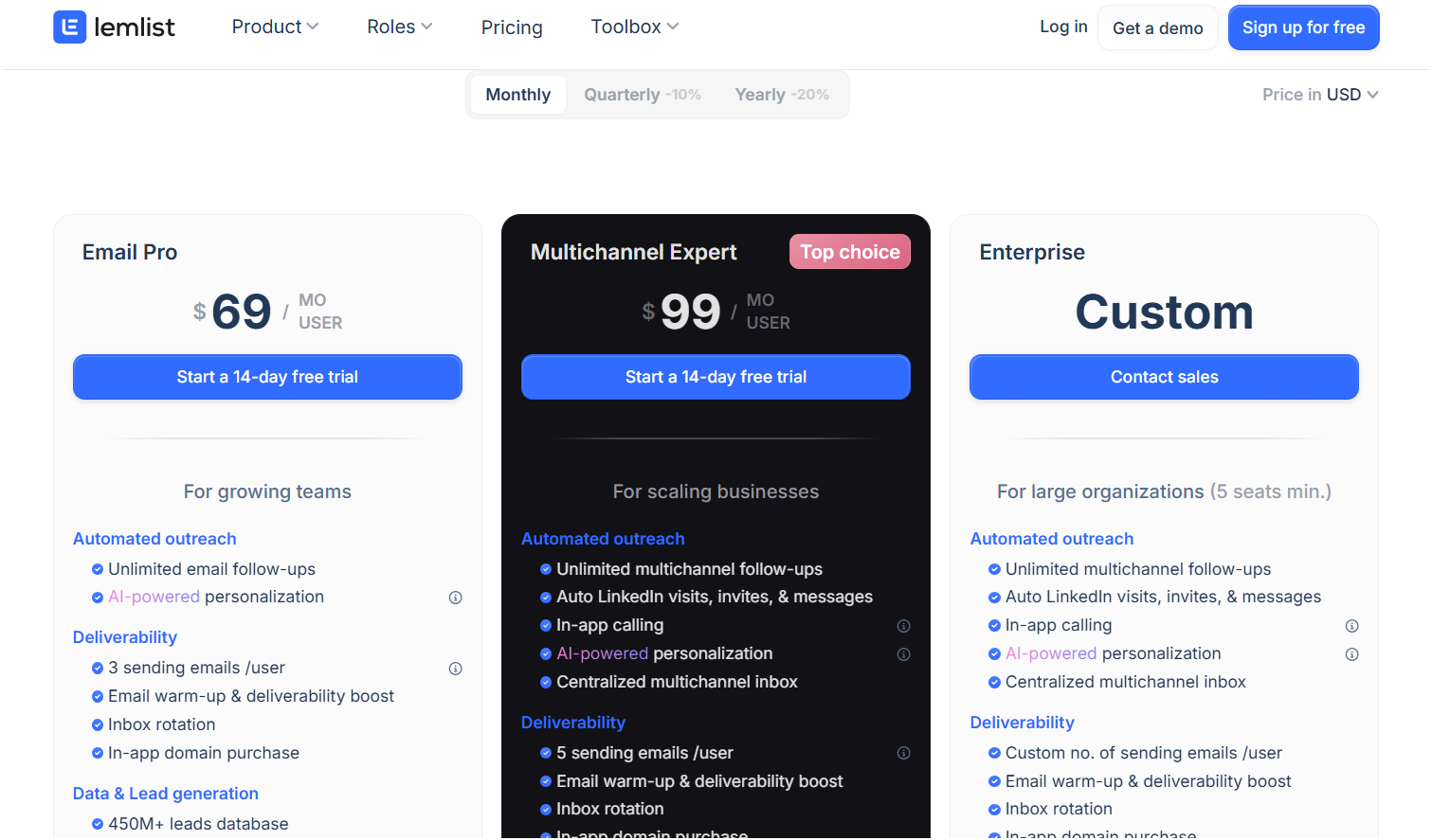 Lemlist Pricing