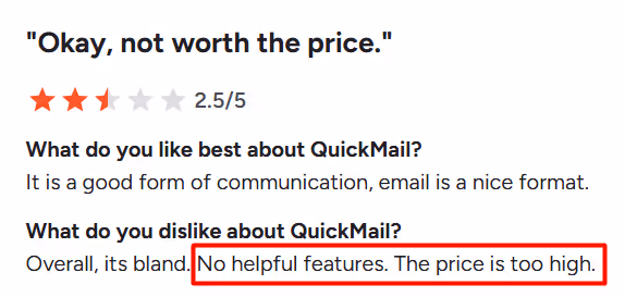Quickmail G2 reviews