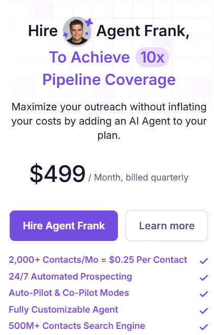 Agent Frank Pricing