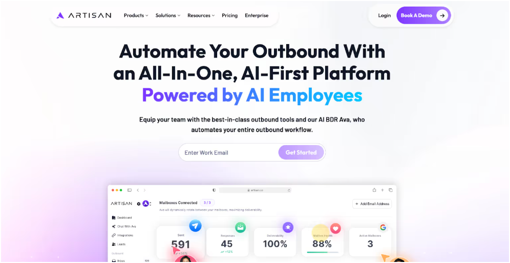 Artisan AI homepage