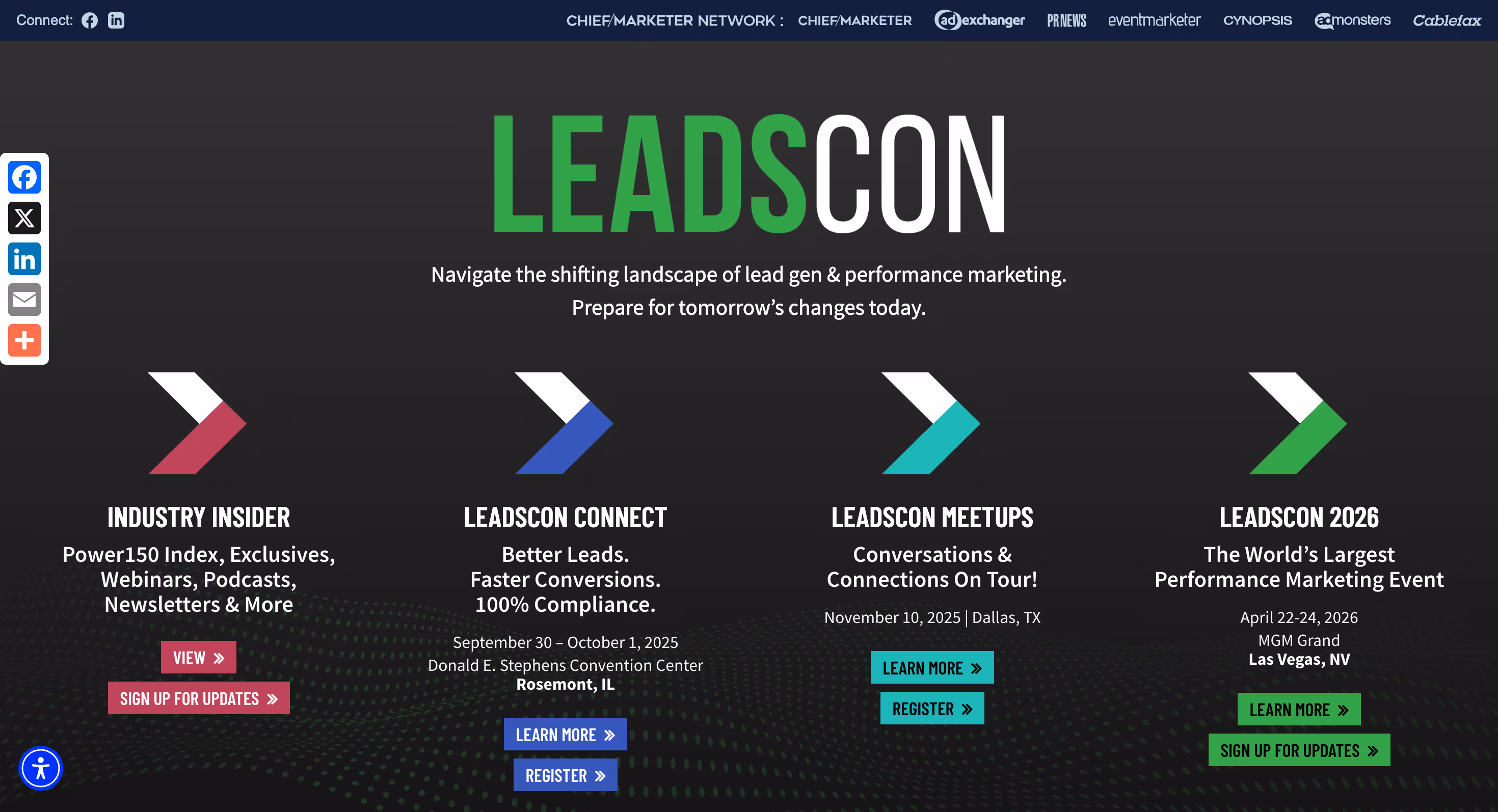This image shows homepage of Leadscon website.
