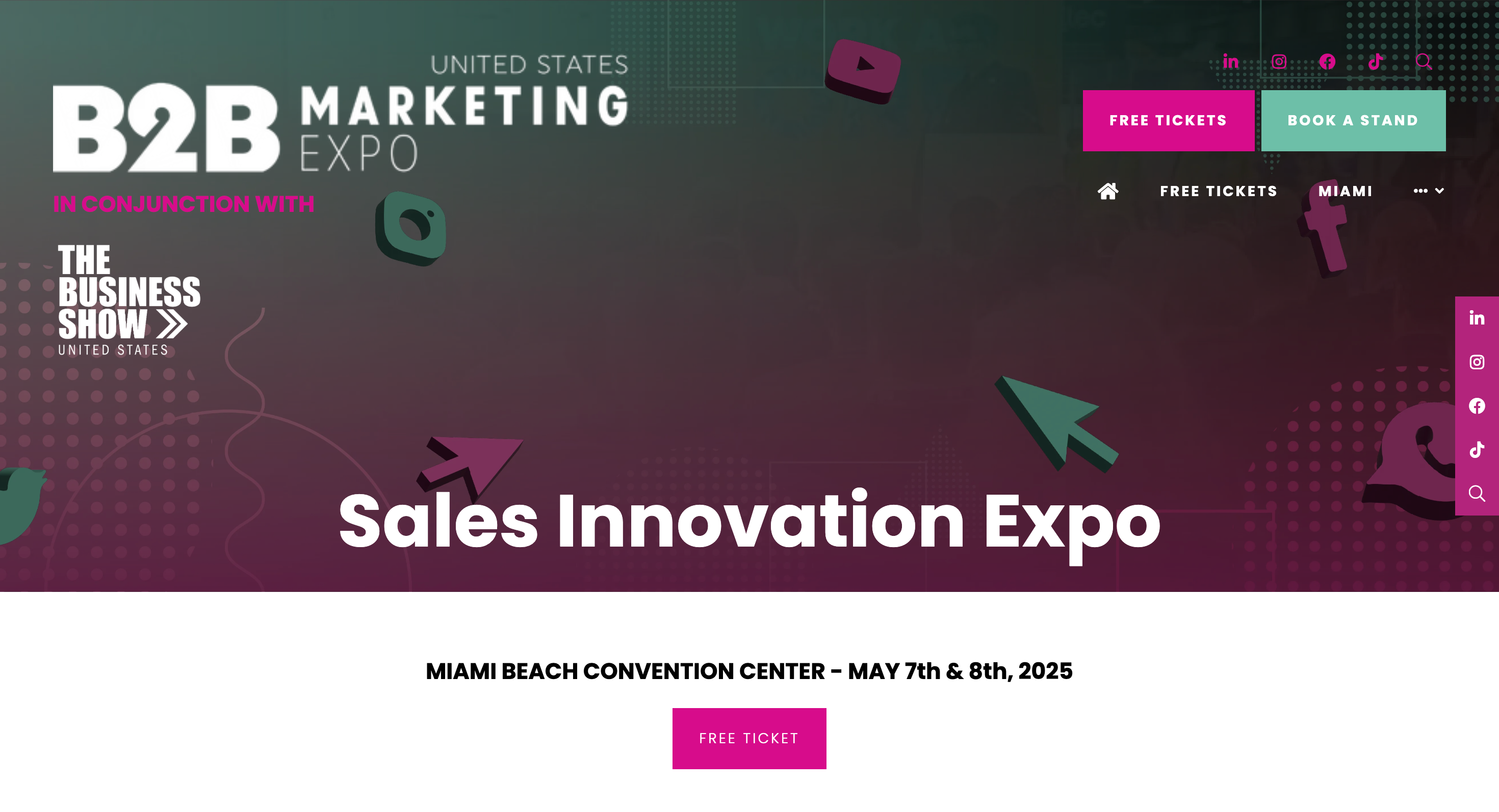 This image shows homepage of Sales Innovation Expo website.