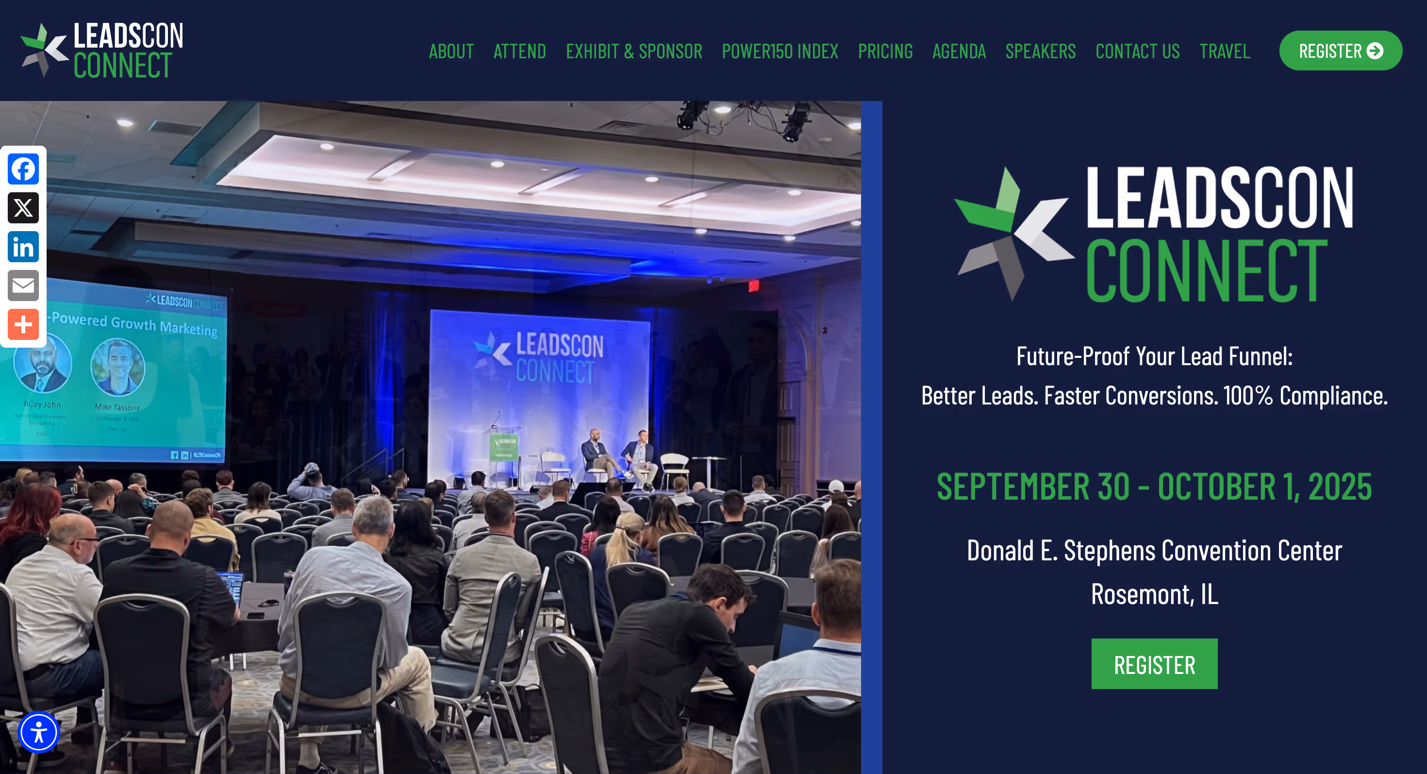 This image shows homepage of LeadsCon Connect website.