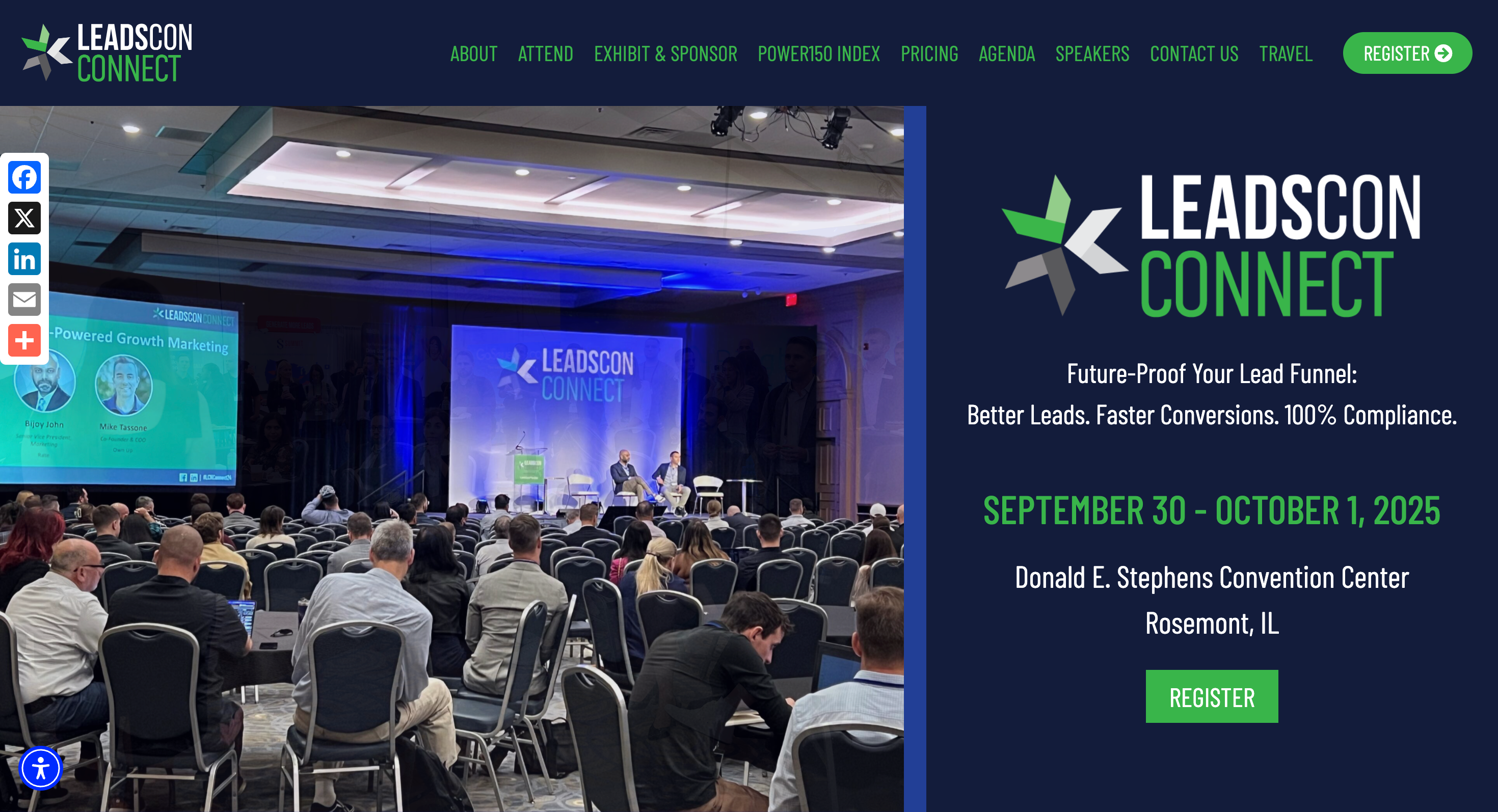 This image shows homepage of LeadsCon Connect website.