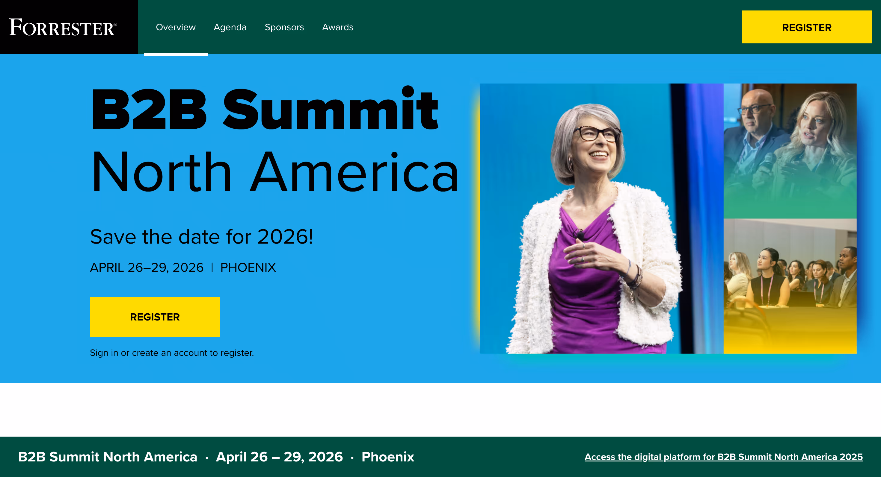 This image shows homepage of B2B Summit North America website.