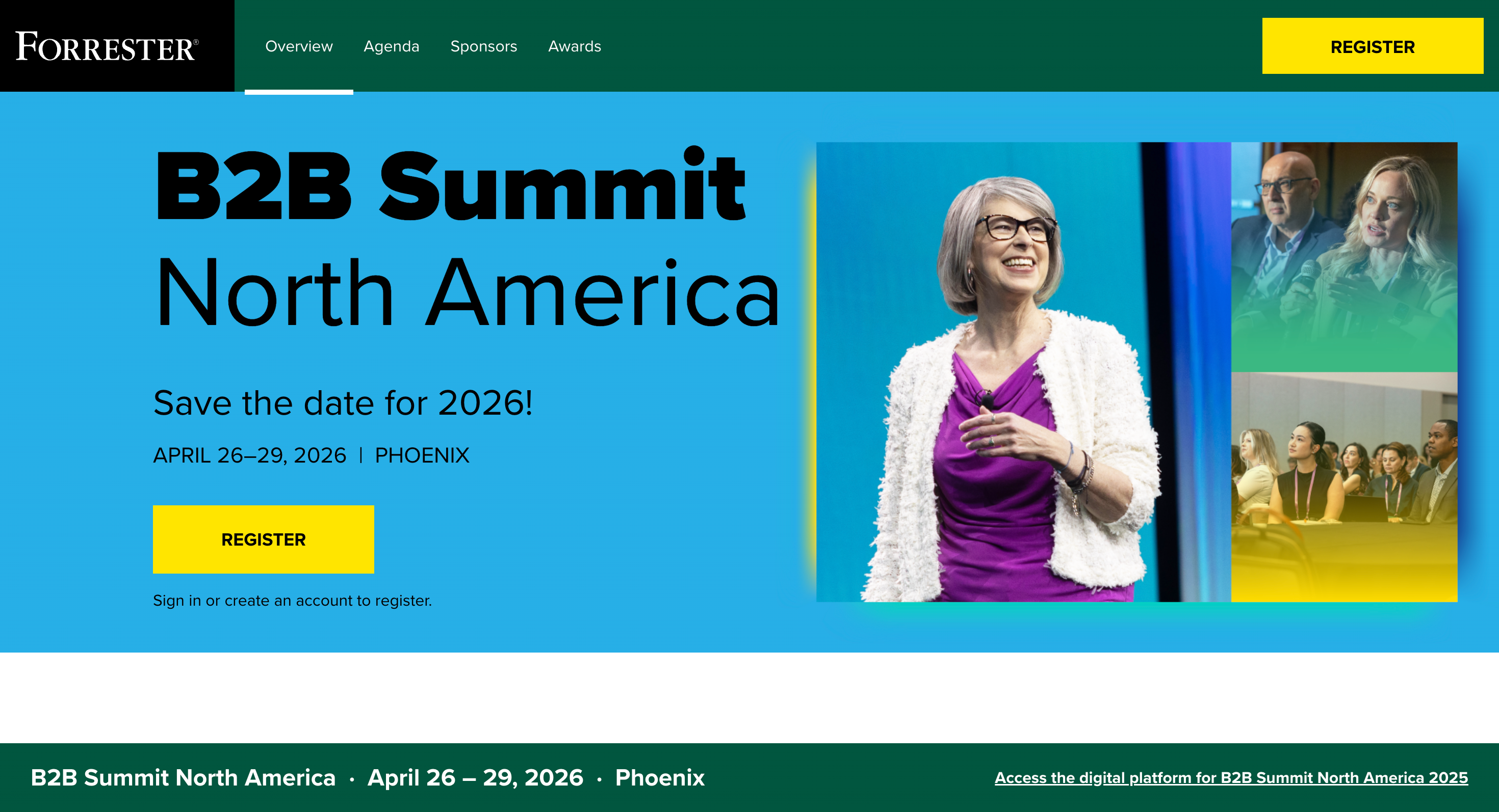 This image shows homepage of B2B Summit North America website.