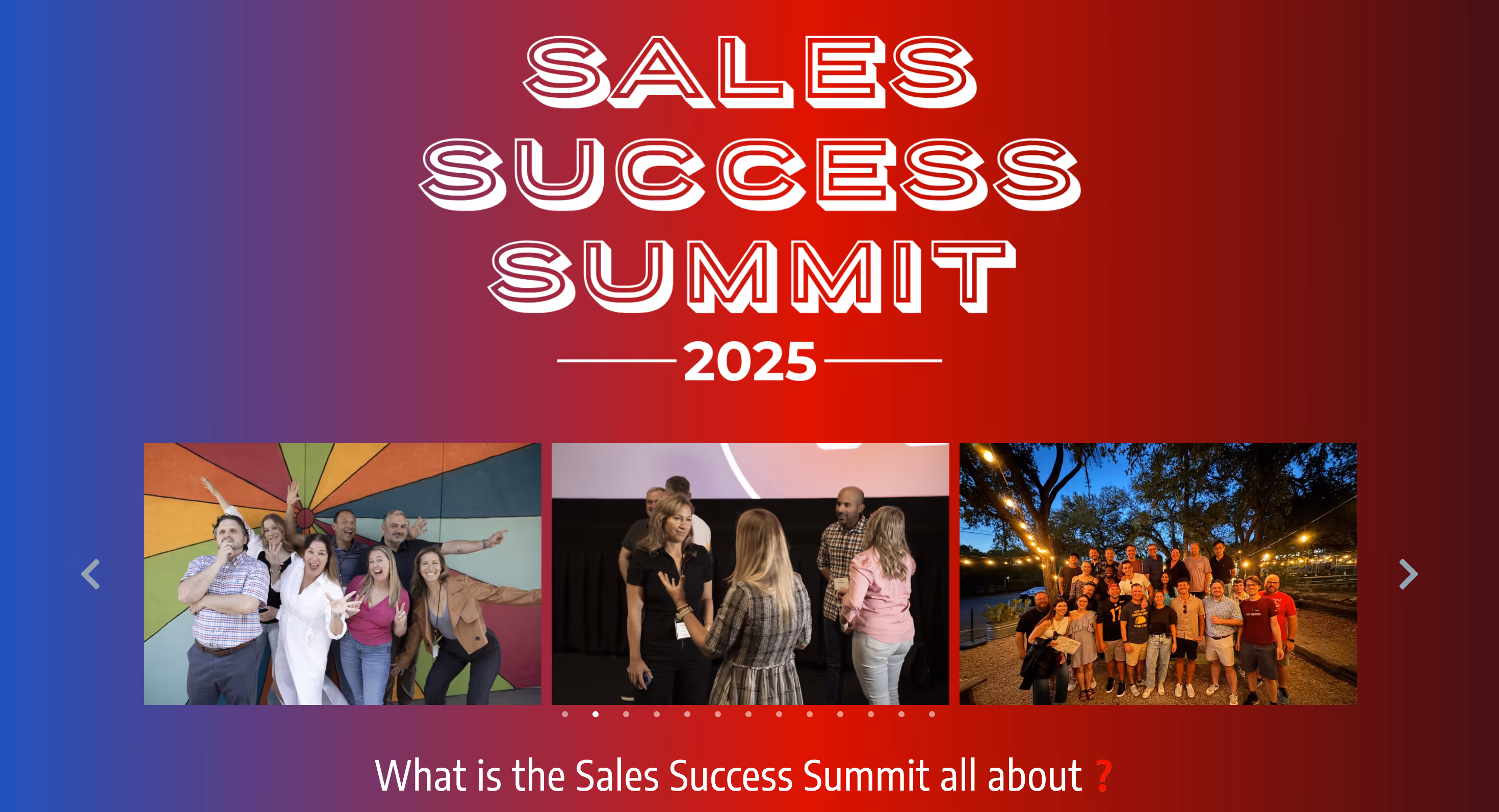 This image shows homepage of Sales Success Summit website.