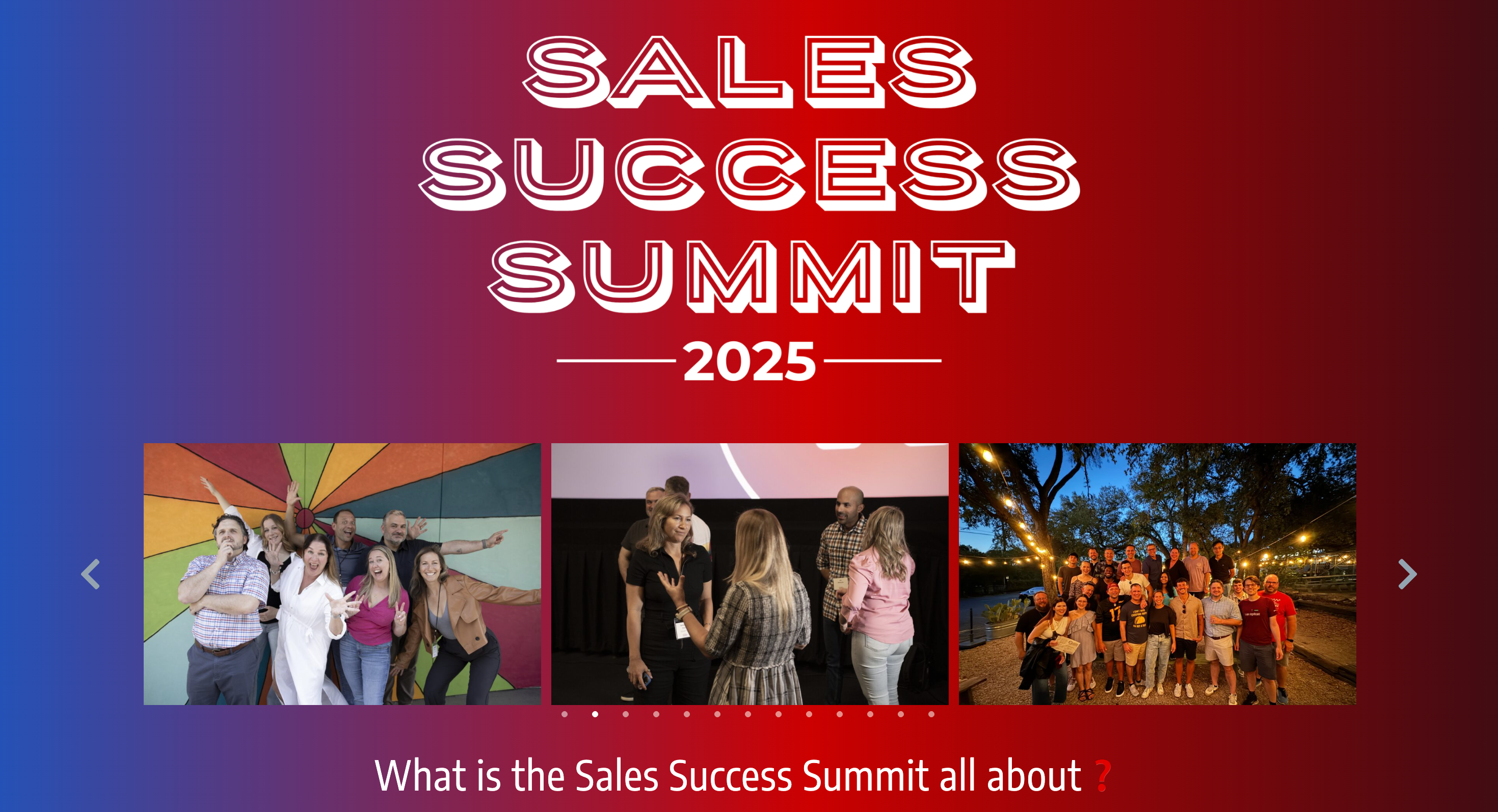 This image shows homepage of Sales Success Summit website.