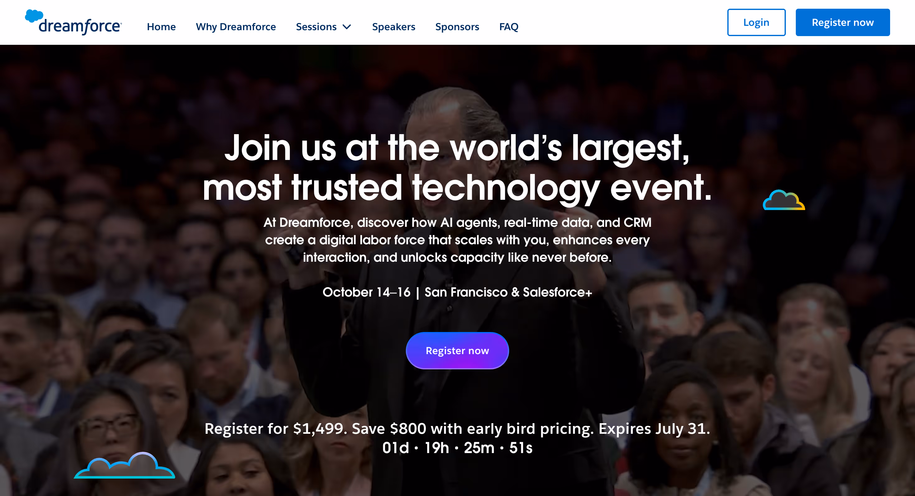 This image shows homepage of Dreamforce website.