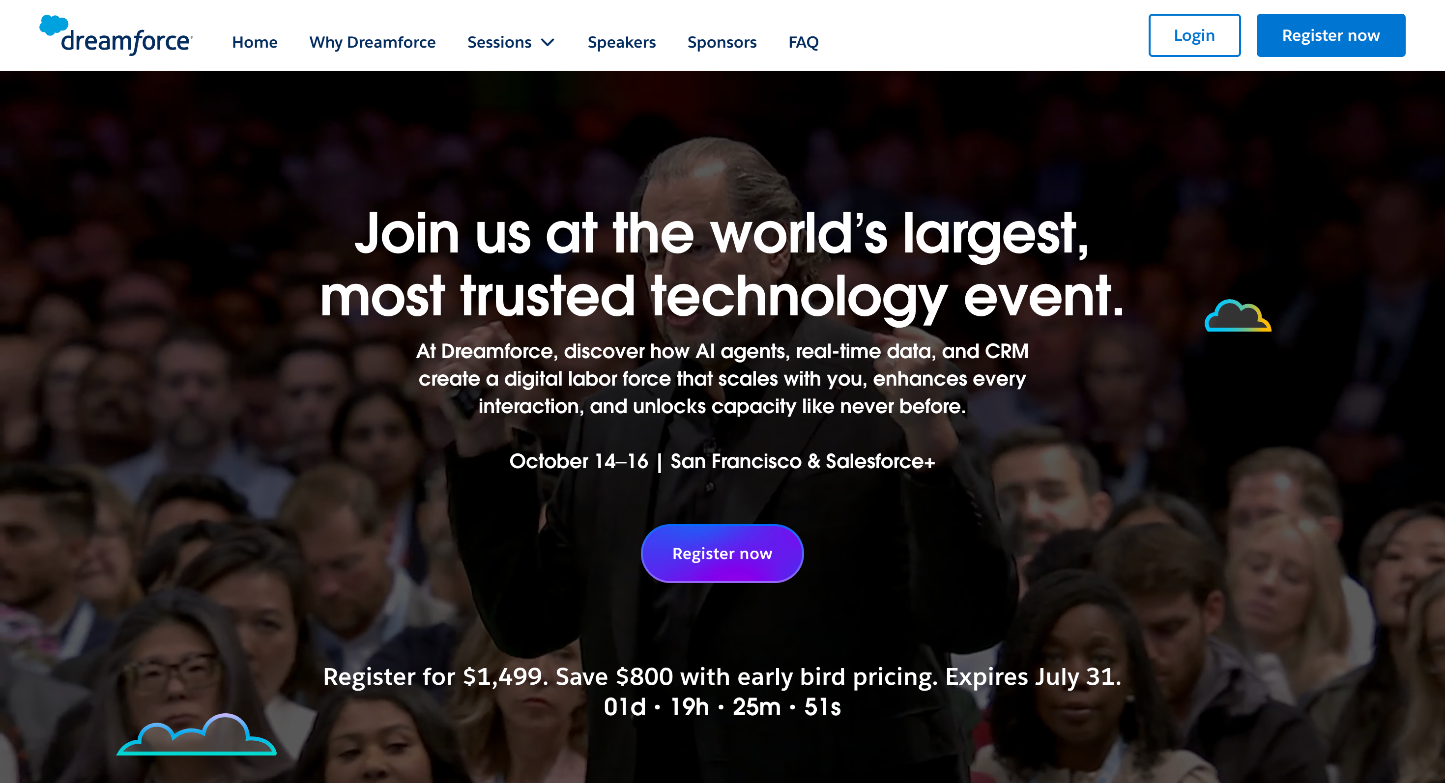 This image shows homepage of Dreamforce website.