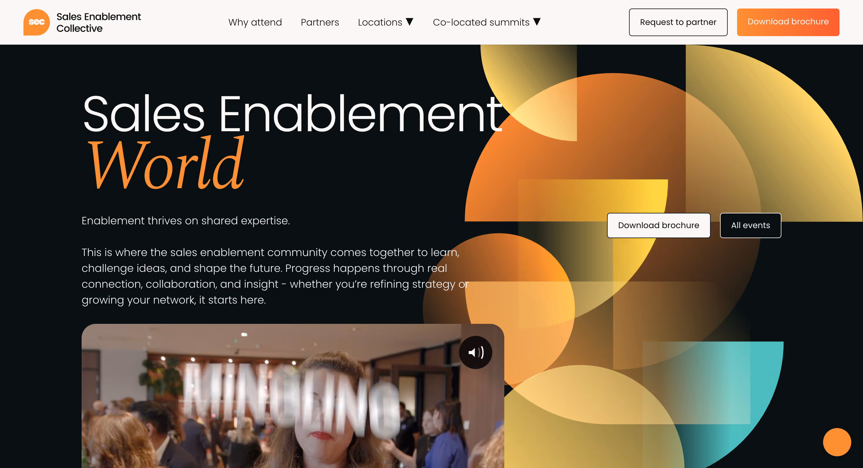 This image shows homepage of Sales Enablement Summit website.