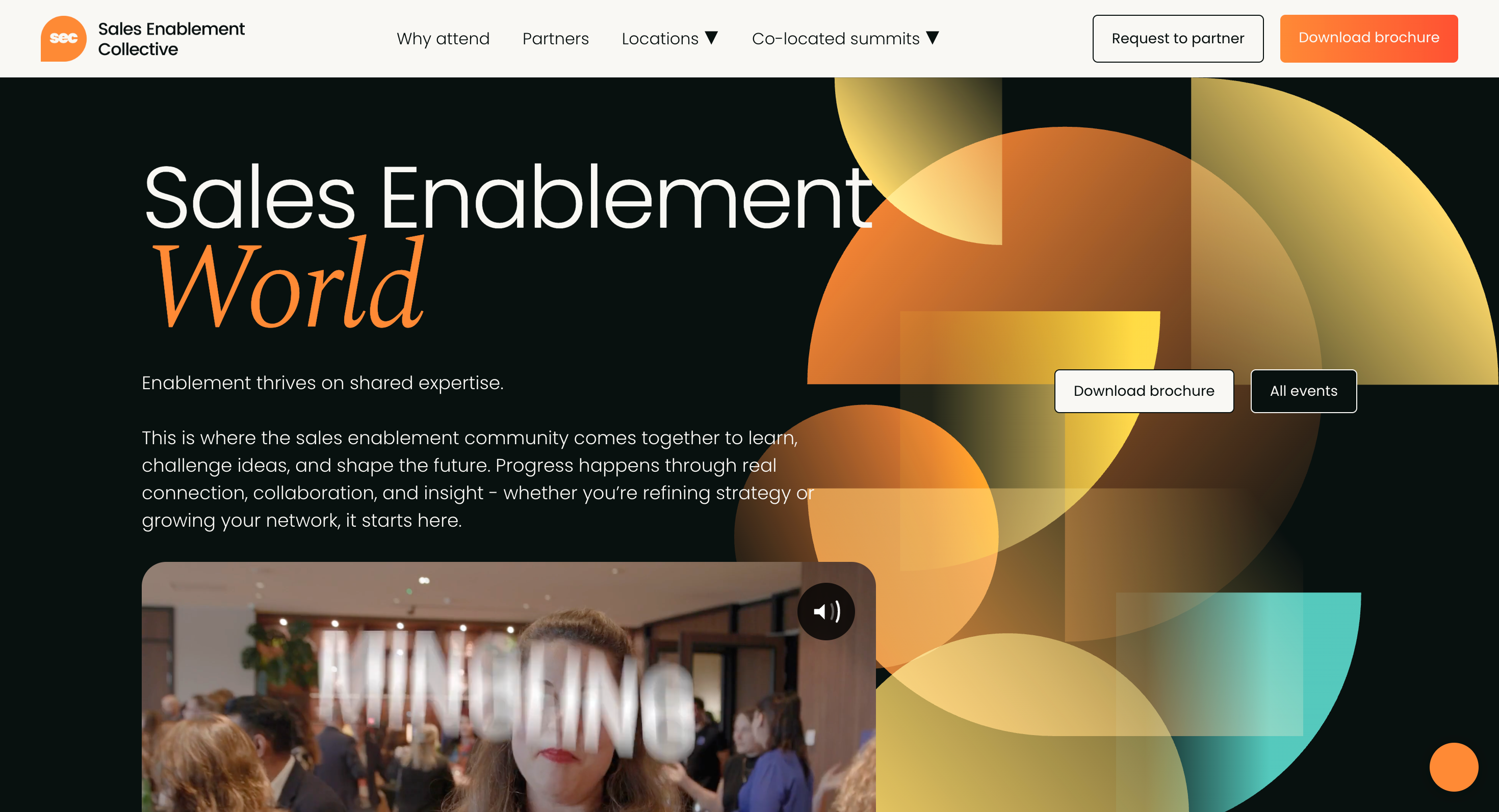 This image shows homepage of Sales Enablement Summit website.