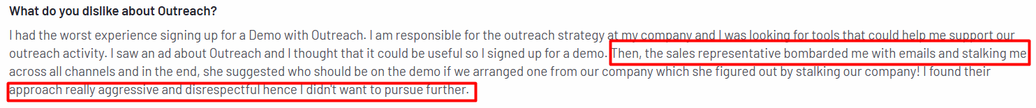 G2 review on Outreach.io
