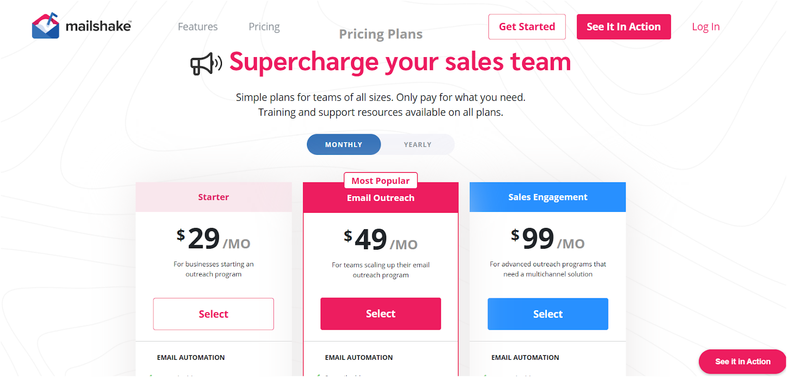 Mailshake Pricing Plan