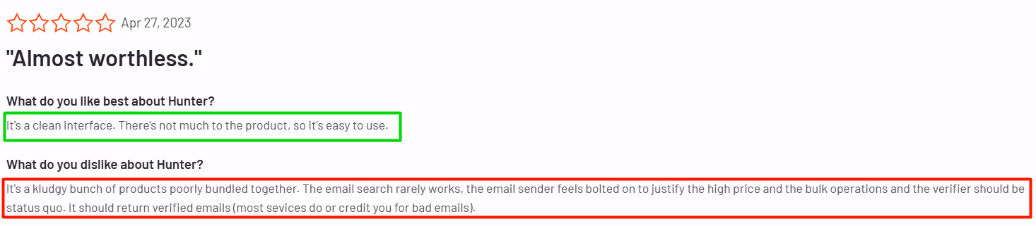 Hunter.io G2 reviews