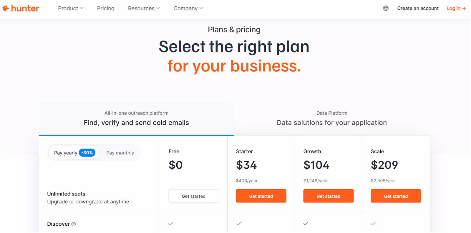 Hunter.io Pricing