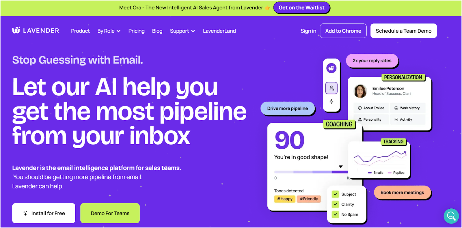 Lavender.ai Homepage