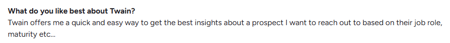 Twain review on G2.com