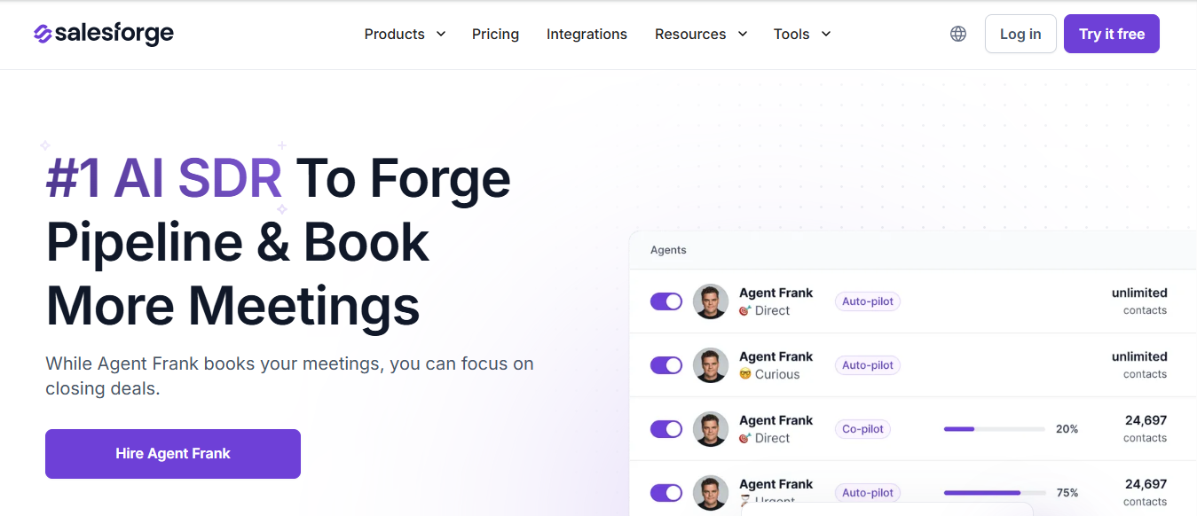 AgentFrank home page