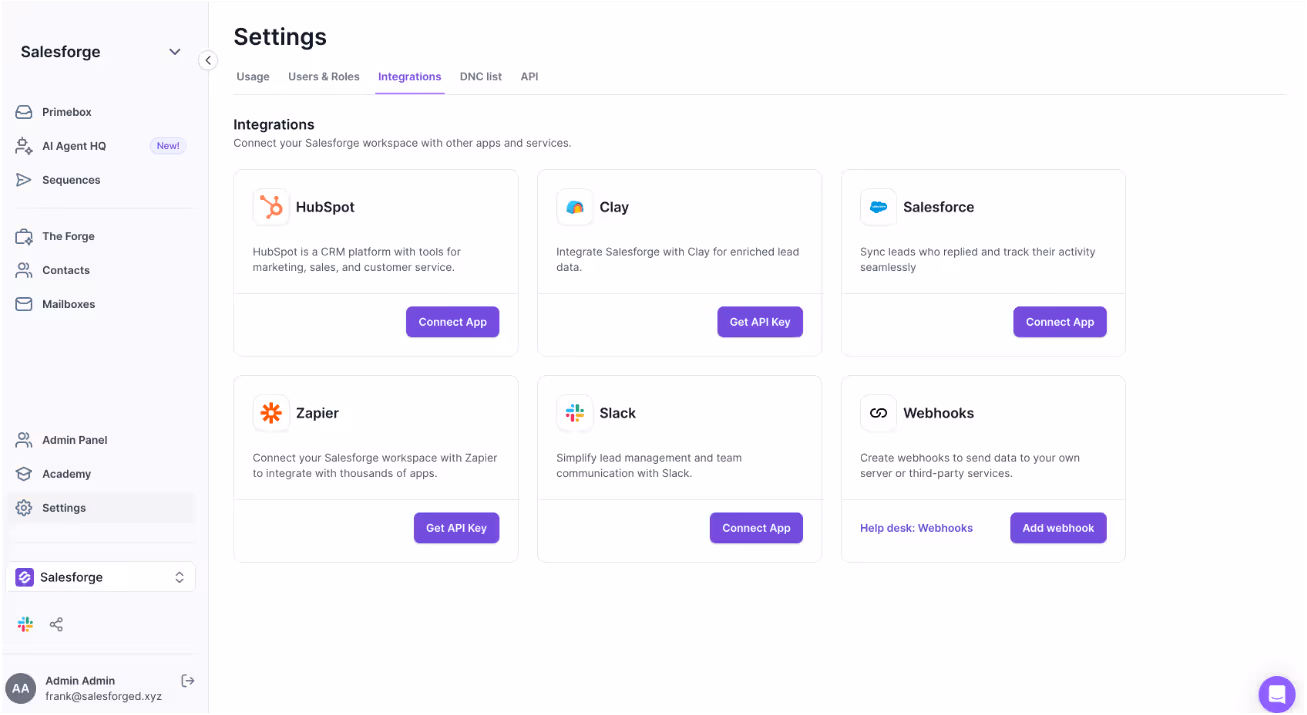Salesforge’s integration