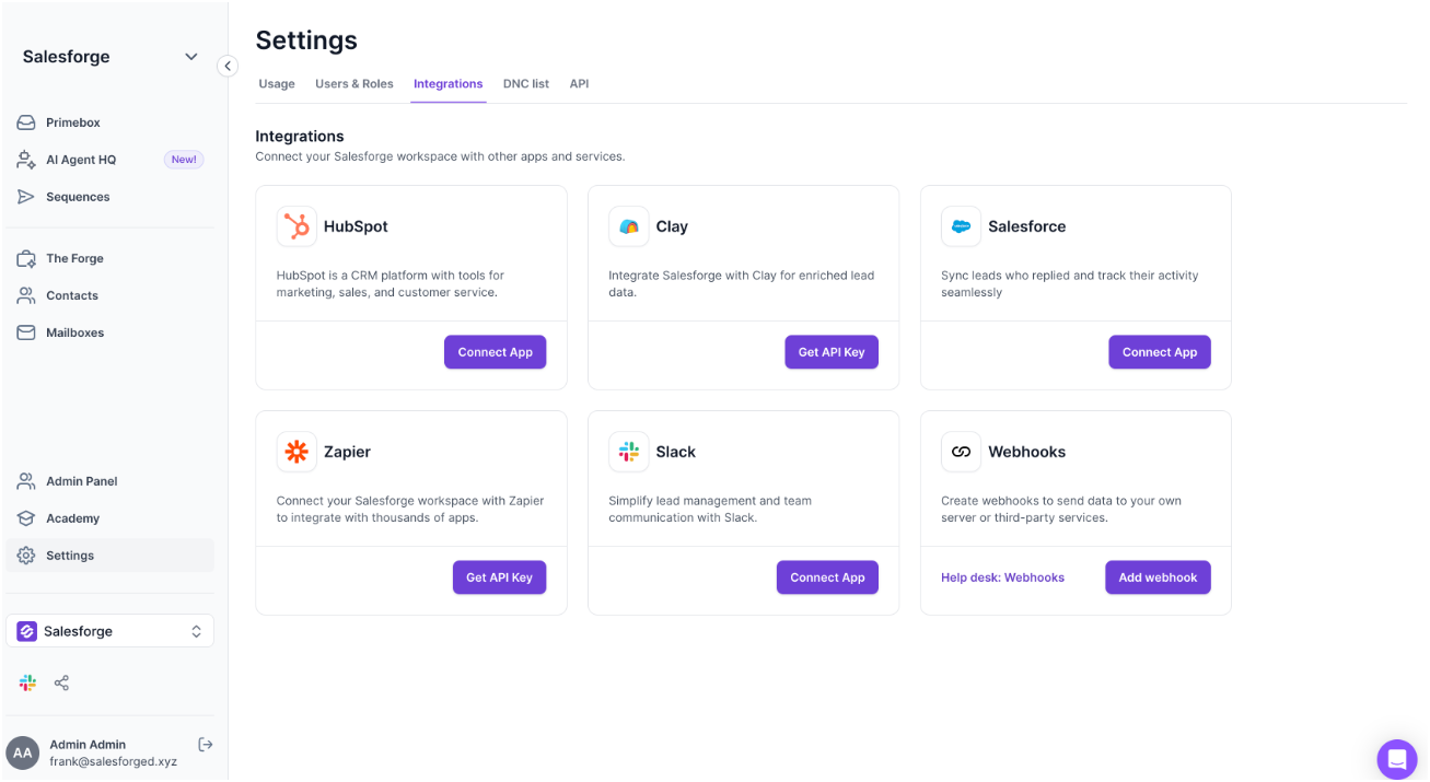 Salesforge’s integration