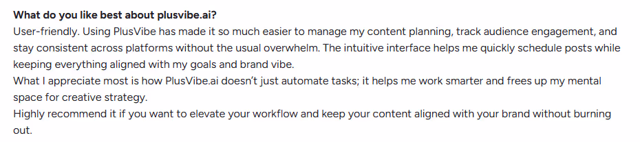 Plusvibe.ai review on G2.com