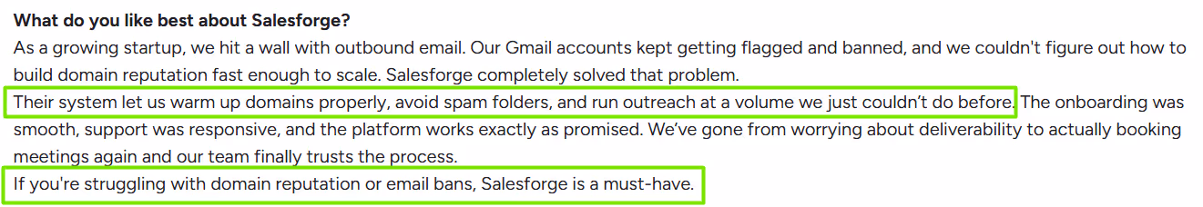 Salesforge G2 reviews