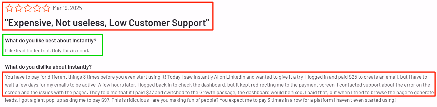Instantly.ai G2 reviews