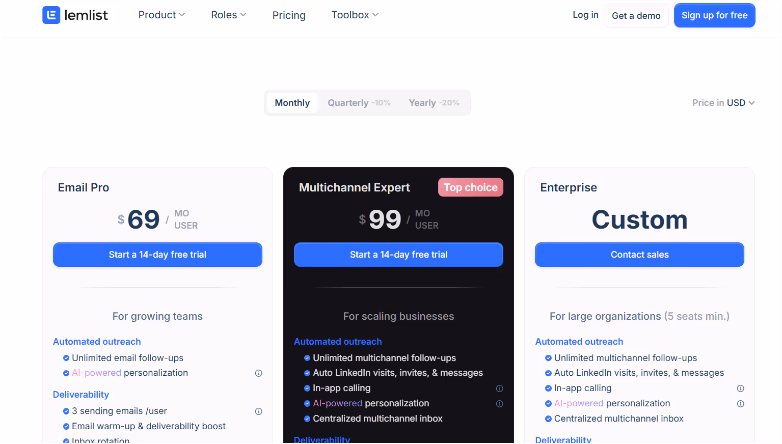 Lemlist Pricing