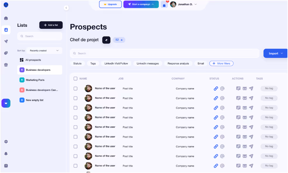 Prospect Enrichment in Waalaxy