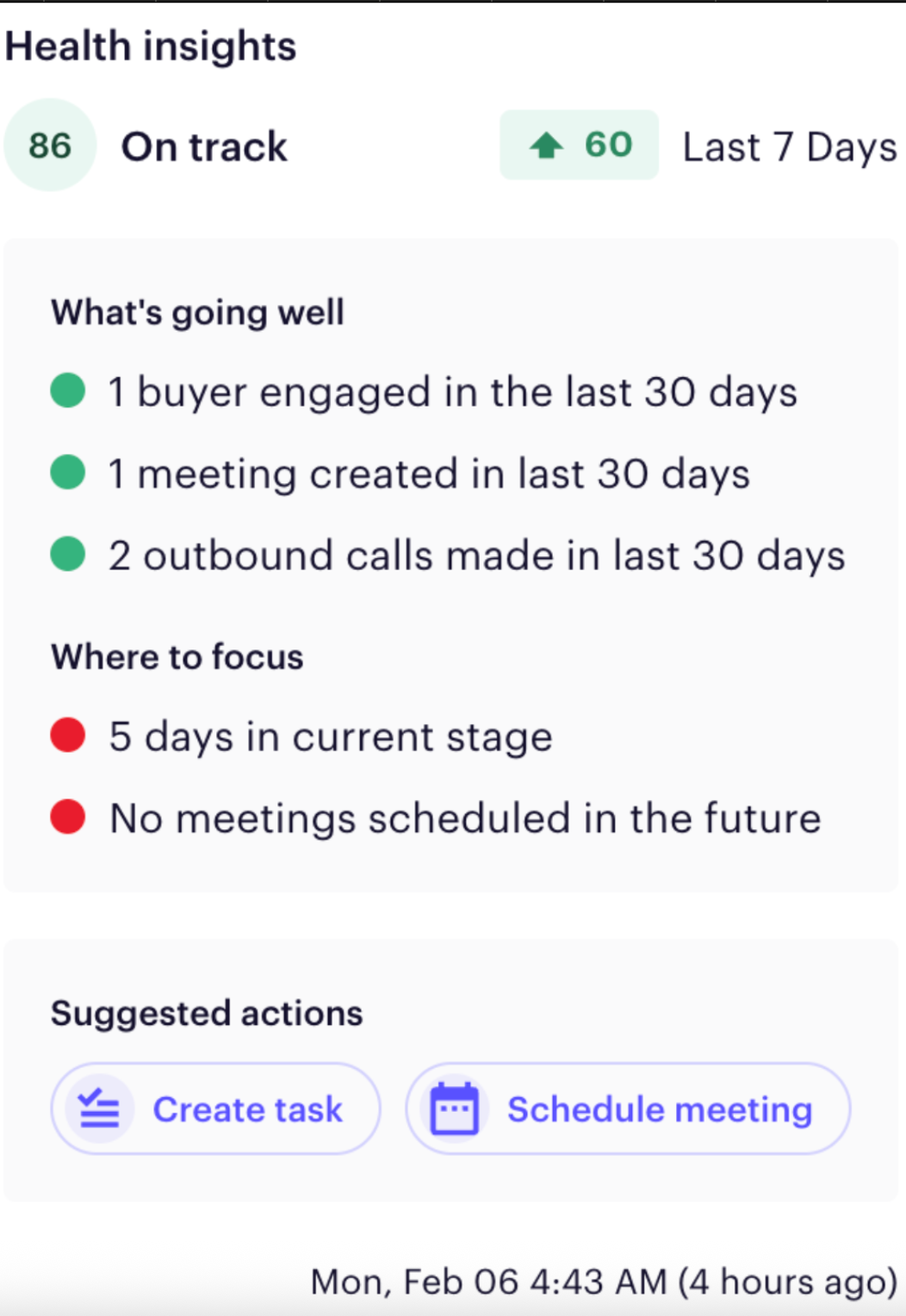 Deal Health monitoring Feature in Outreach