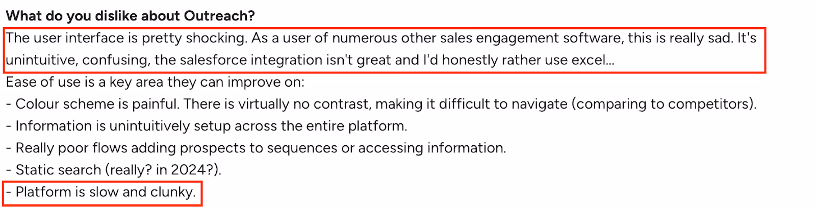 Outreach G2 reviews