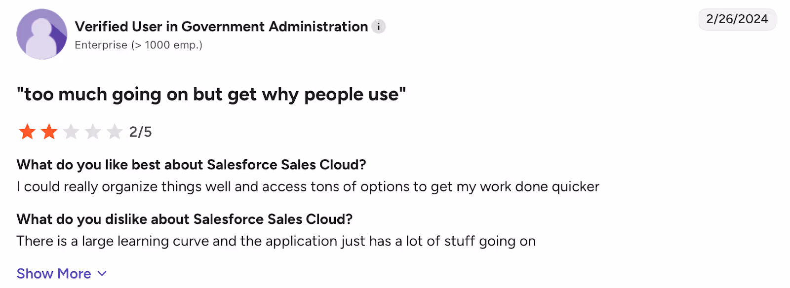 Salesforce Sales Engagement review on G2
