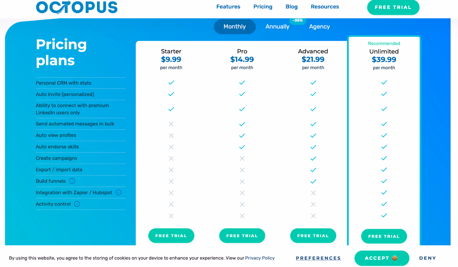 Octopus CRM Pricing