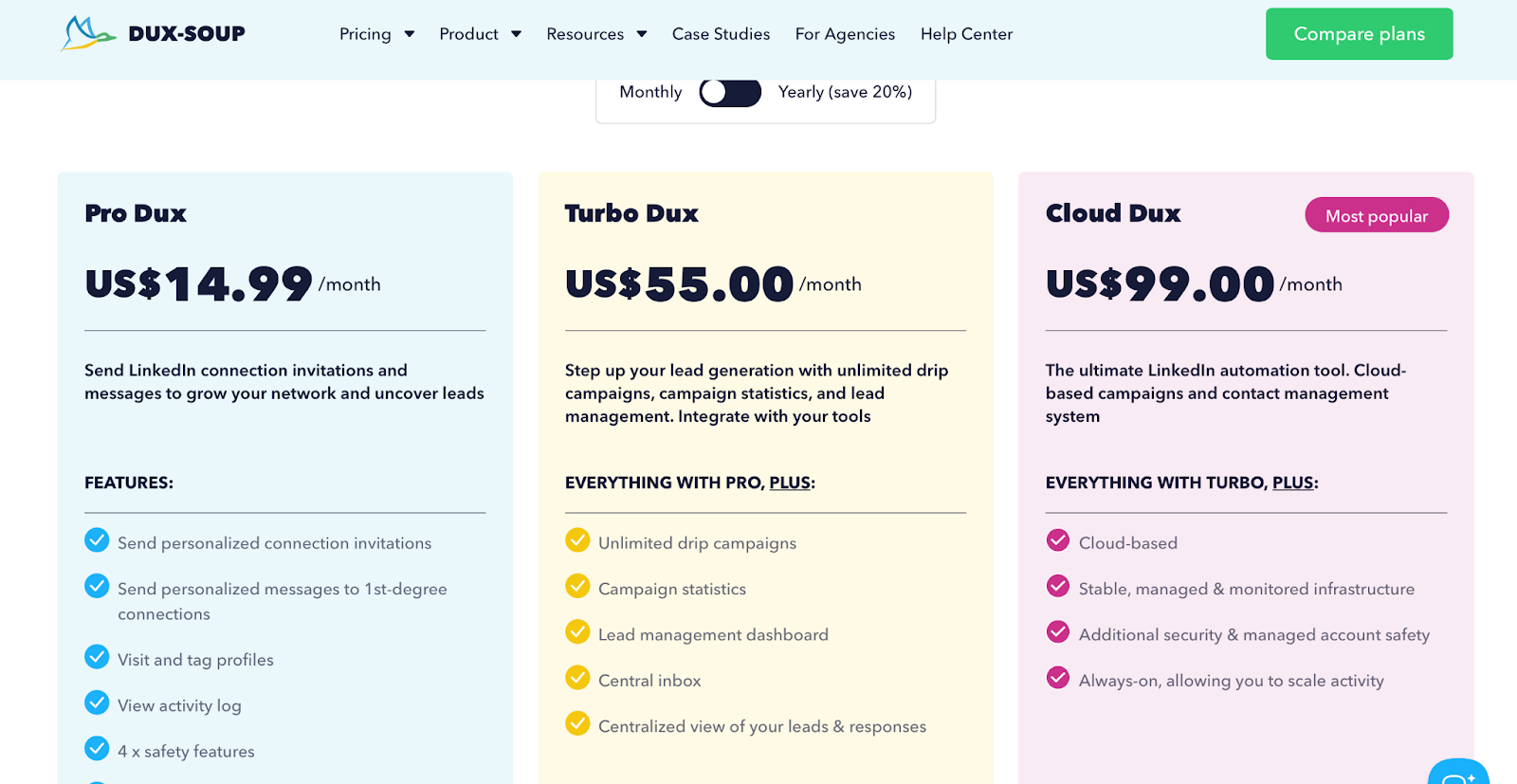 Dux-Soup Pricing for individuals