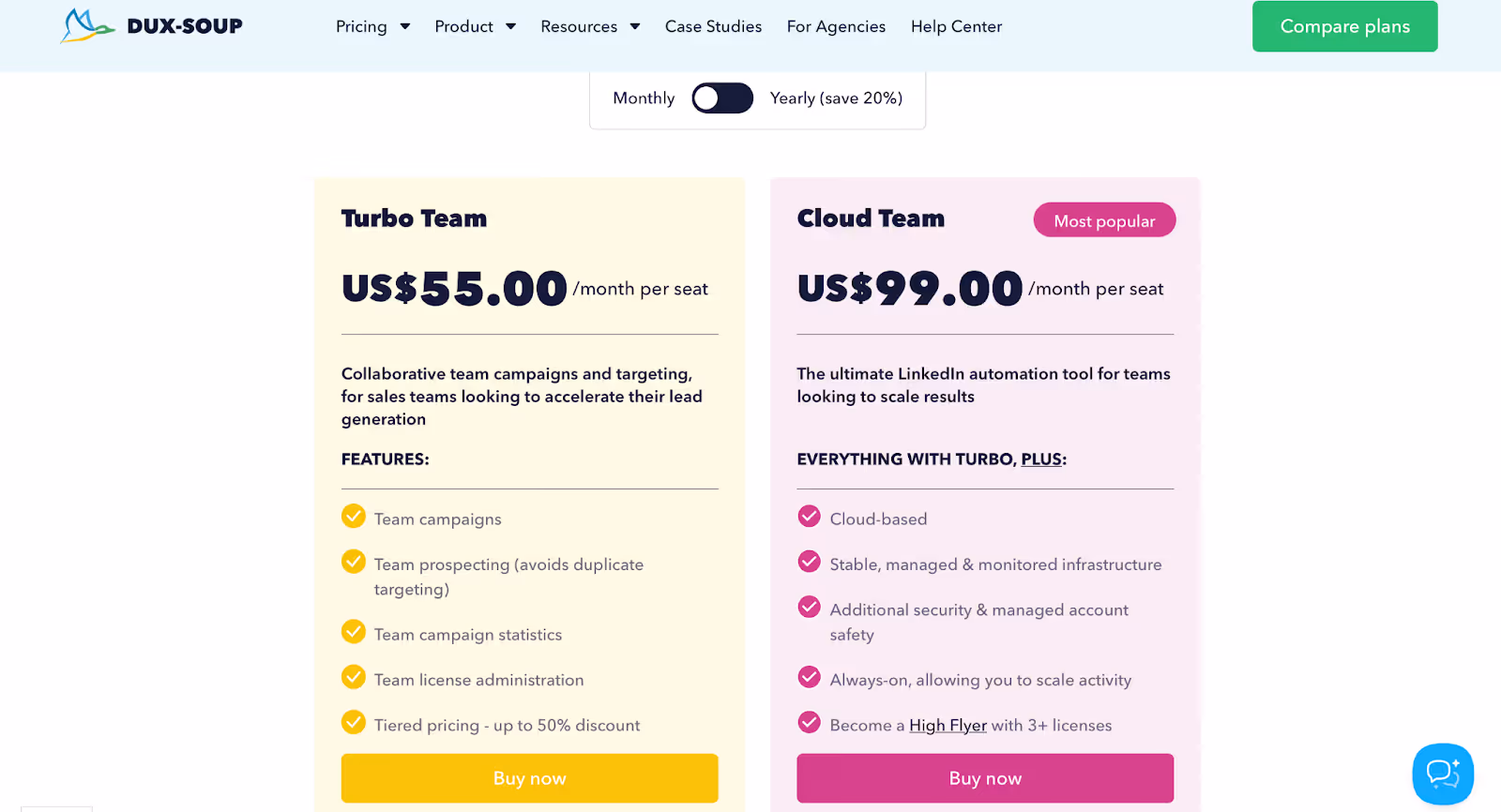 Dux-Soup Pricing for Teams