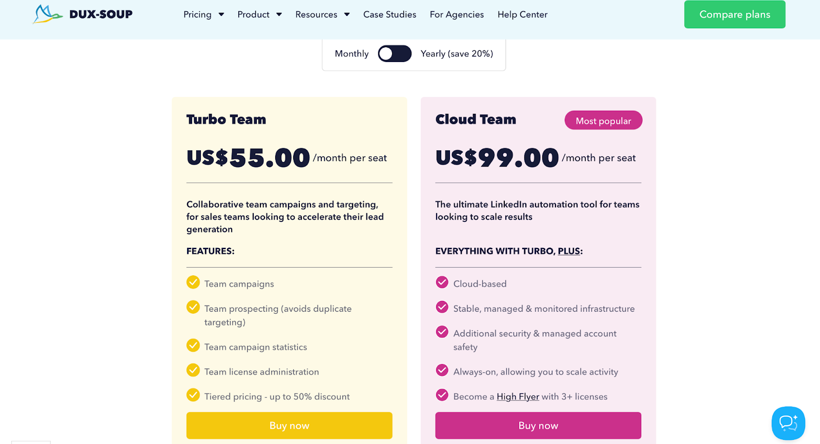 Dux-Soup Pricing for Teams