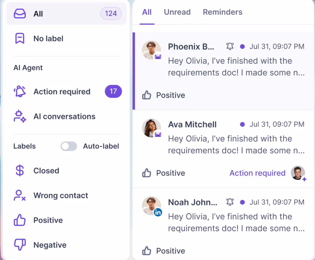 Salesforge Primebox™ to manage all replies across LinkedIn and Email