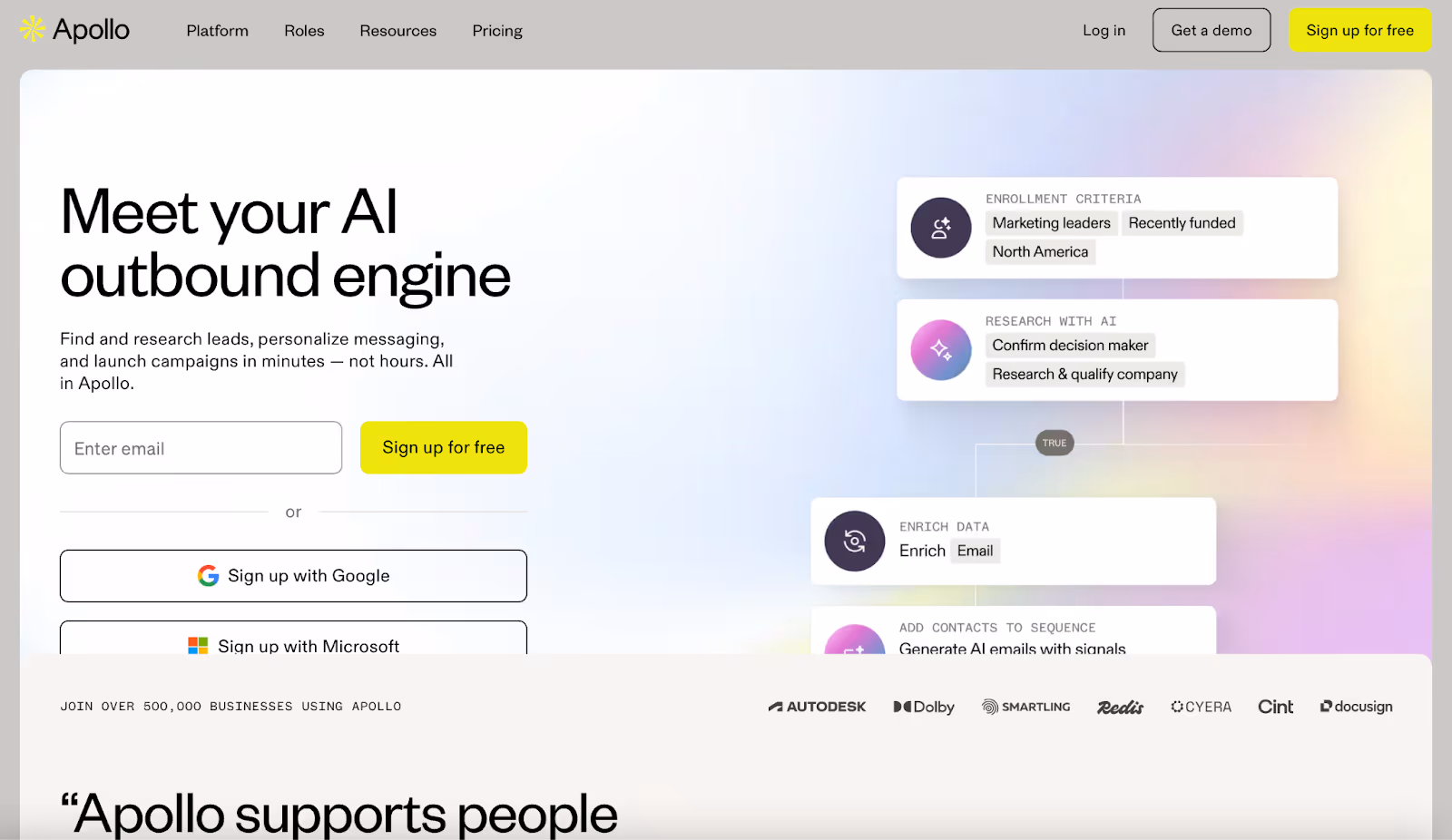 Apollo.io Homepage