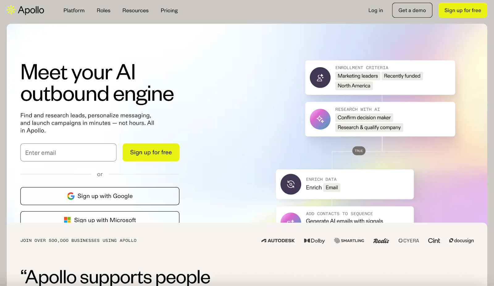 Apollo.io Homepage
