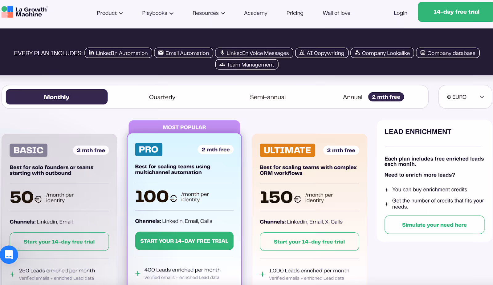 LaGrowthMachine Pricing