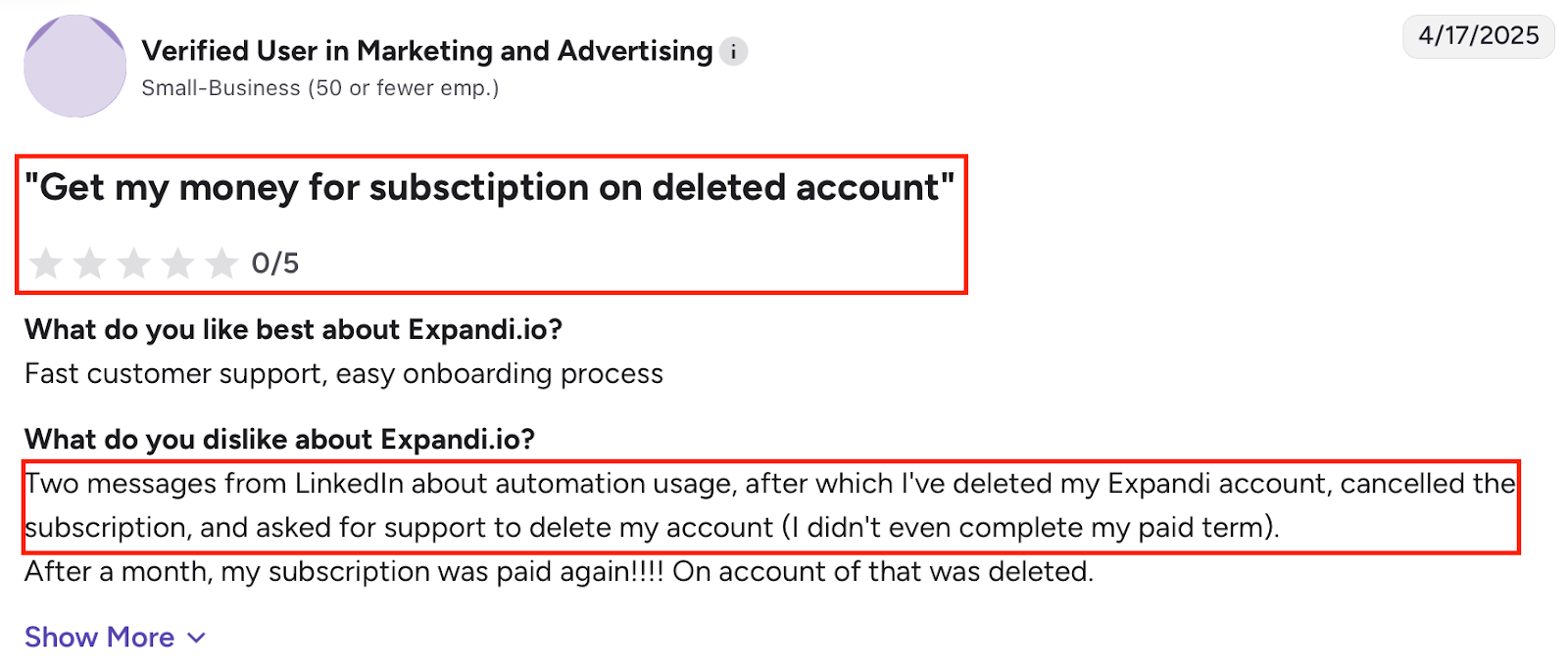 Expandi Review About Trial & Billing Issues