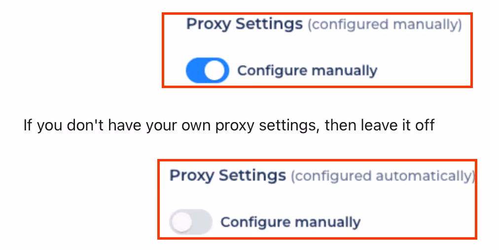 Proxy settings in Salesflow