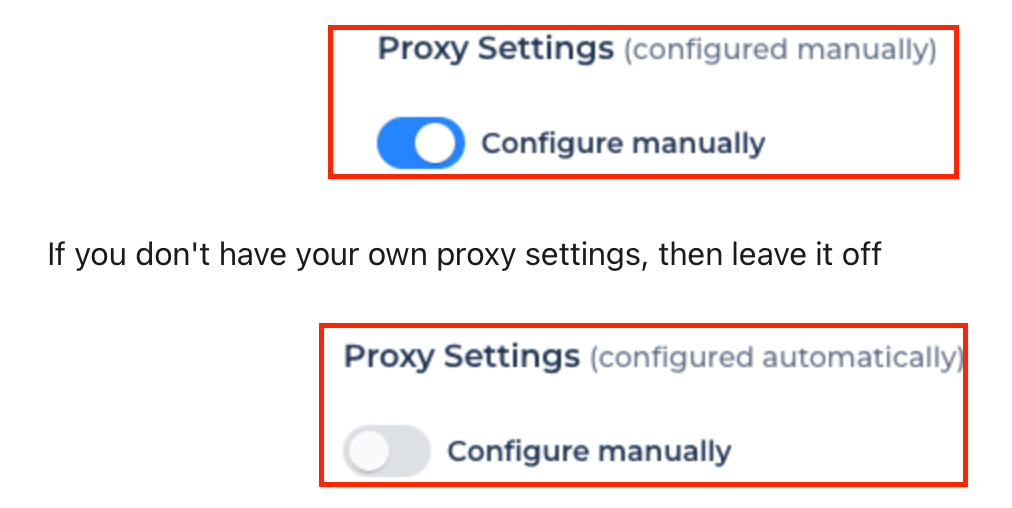 Proxy settings in Salesflow