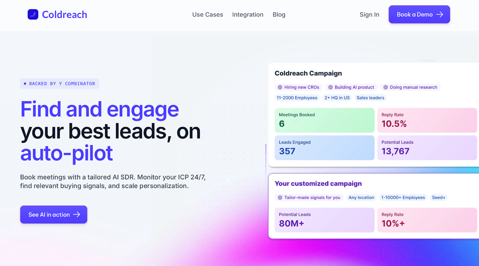 Coldreach.ai Homepage