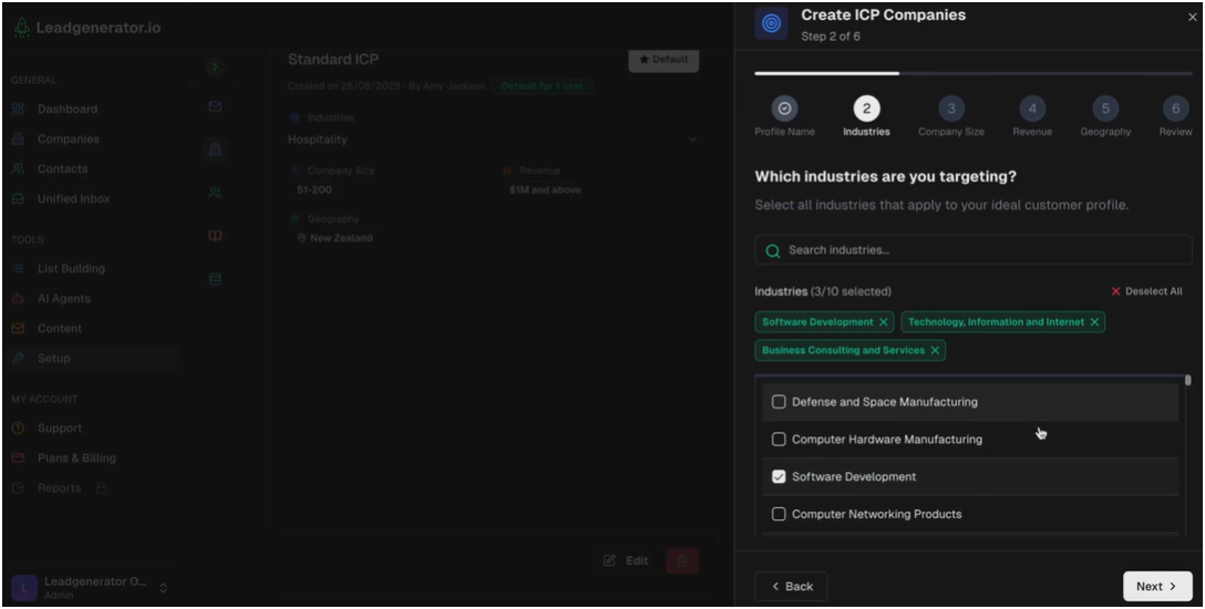 Account-based targeting in Leadgenerator.io