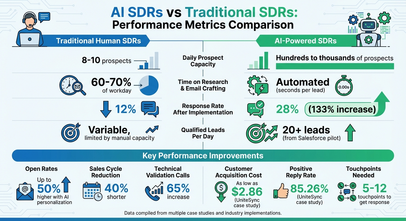 AI SDRs vs Traditional SDRs: Performance Metrics Comparison